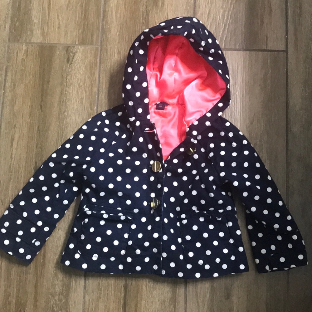 Gap Navy & White Dot Swing Jacket in 3t